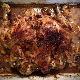 Braised Sommerlad Chicken with Apricots, Currants and Tamarind