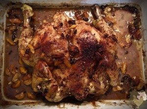 Braised Sommerlad Chicken with Apricots, Currants and Tamarind
